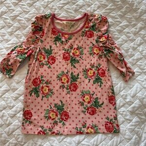 Matilda Jane Brilliant Daydream Think Pink Floral Polka Dot Top Shirt Size 8